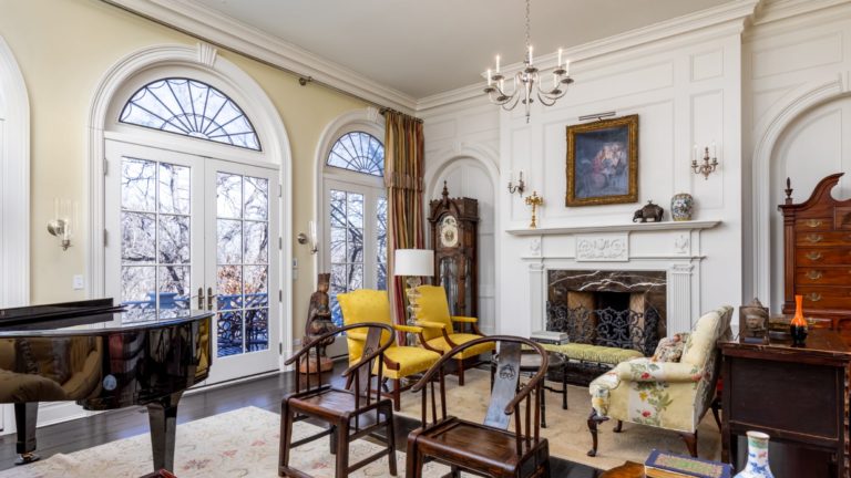 a luxury estate sale inside the house hosted by brown button