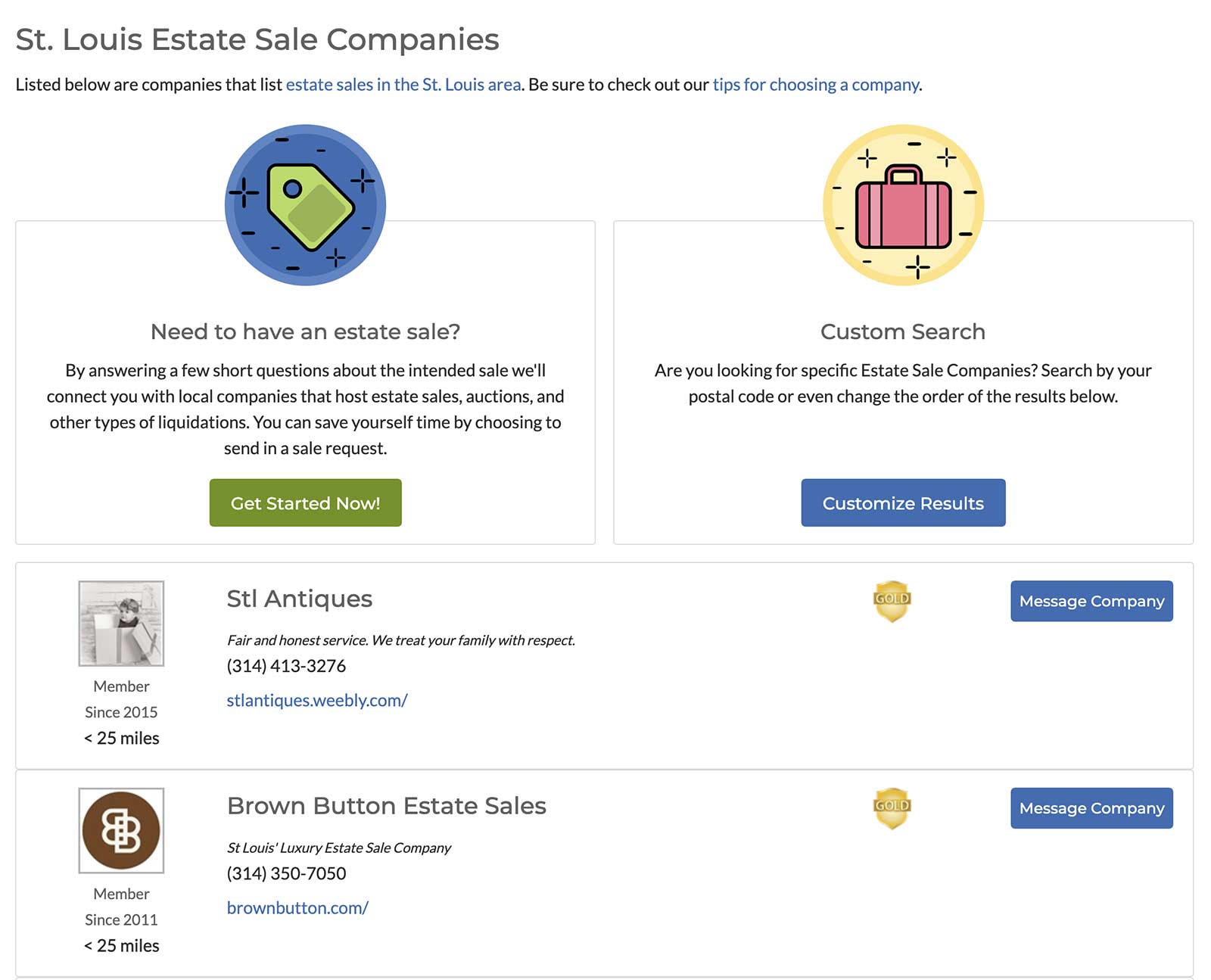 Page of st louis companies on estatesales.net