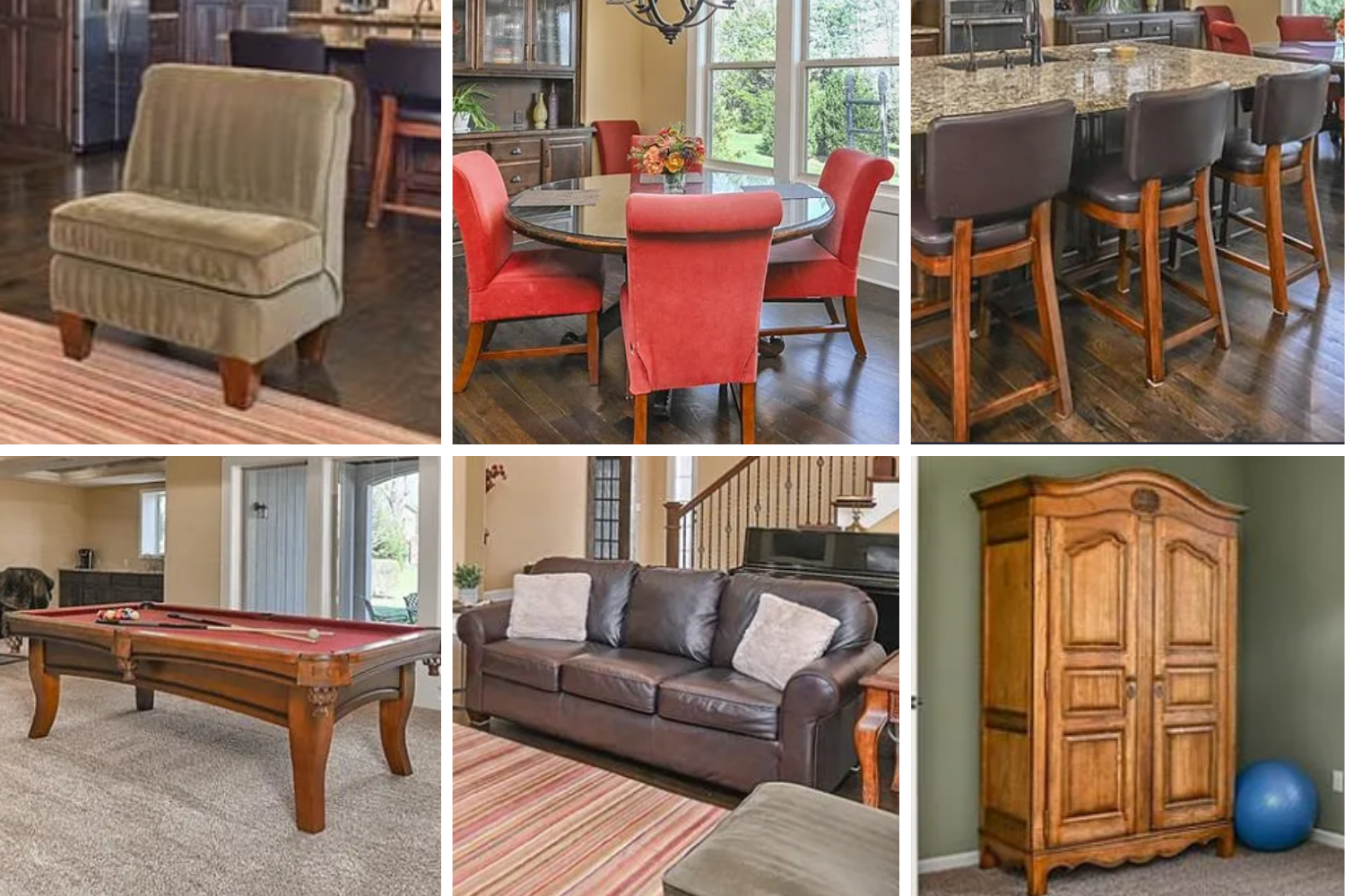 Living room and household furnishings include a Flexsteel upholstered sofa, La-Z-Boy seating, and a Hooker Furniture Waverly Place accent cabinet. Bedroom offerings are anchored by a Broyhill Furniture bedroom set, along with additional case goods for storage and organization. Children’s and youth furniture features several Pottery Barn Kids pieces, including a desk with matching chair, and bed.