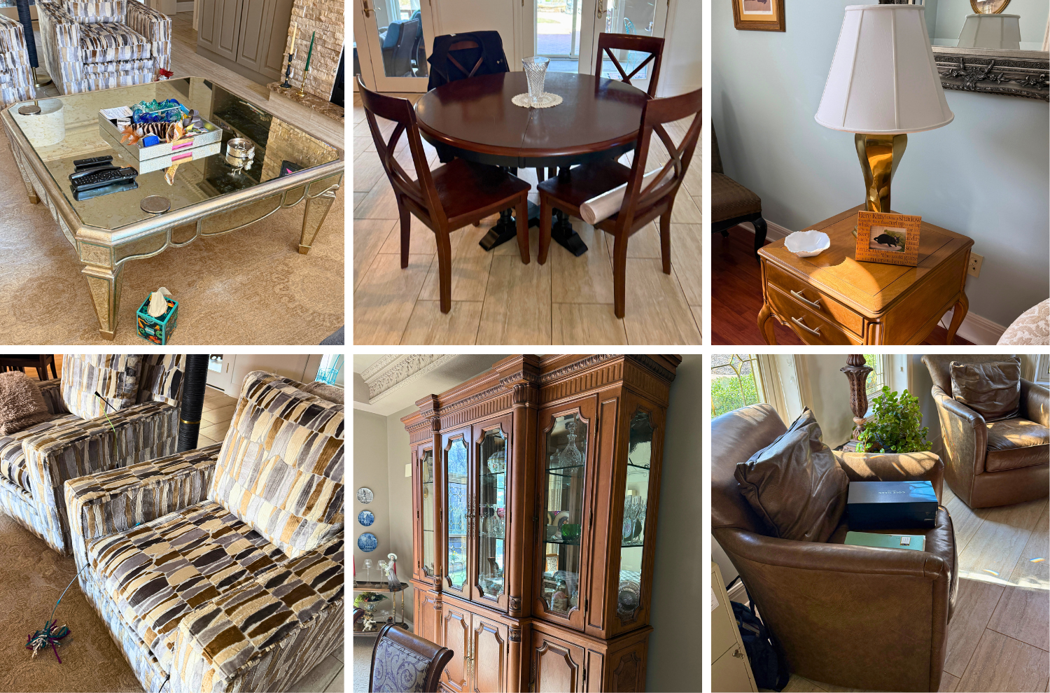 Highlights include a Bau dining table and china cabinet, Gypsy Queen pinball machine, Polywood outdoor patio dining set, Adirondack chairs, wicker outdoor seating, leather seating, contemporary upholstered chairs, barstools, coffee tables, mirrors, lamps, and décor. Additional items include EGO power tools, a Workhorse hydraulic lift ATV, office equipment and furniture, china sets, Coach purses and fashion accessories, and original art.