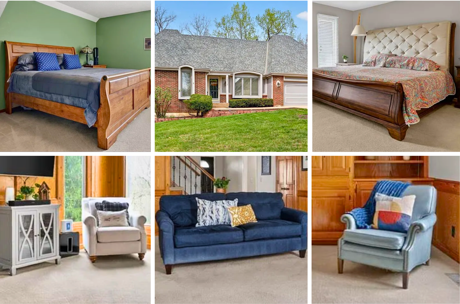 Seating includes La-Z-Boy leather and upholstered sofas and chairs. Appliances include newer Samsung televisions, a stainless steel refrigerator, and a Samsung washer and dryer. Outdoor pieces include contemporary wicker patio furniture and a fire table. Additional highlights include a music amplifier and mixer, a 3D printer, Trek bicycles, LEGO collections, and a Horizon elliptical.