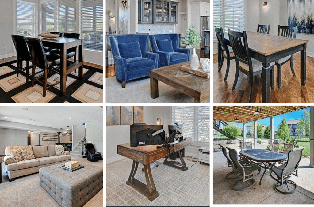 Highlights include a complete white ash king bedroom set, modern bedroom set, contemporary sunroom seating with cushions and coffee table, dining table, upholstered seating with nailhead trim, kegerator, audio electronics, CDs, gaming systems, drone, hunting gear, workbenches, power tools, hitch mounted carrier, lamps, mirrors, toys, men's clothing, and a Western Auto vintage jacket.