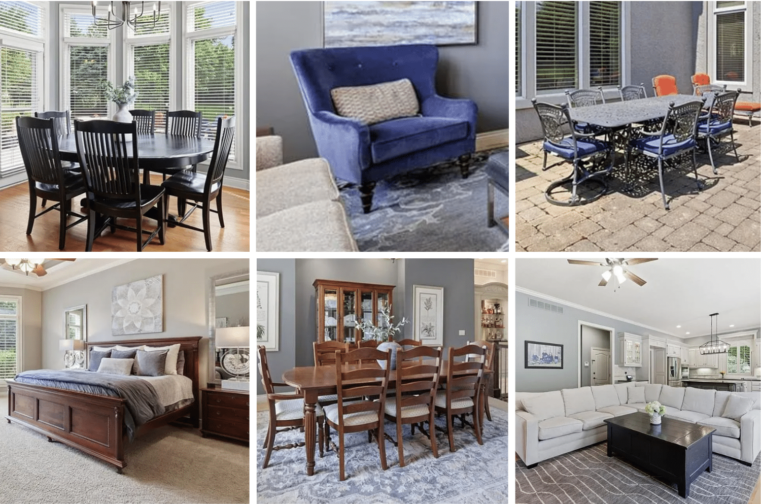 Highlights include Durham Furniture bedroom furnishings, a Cable-Nelson upright piano, Calico Corners sofa, executive desk with wall unit, dining sets, bookcases, upholstered seating, area rugs, LG front-load washer and dryer, Seasonal Concepts cast aluminum patio furniture, a foosball table, guitars, contemporary artwork, lamps, mirrors, and decorative accessories.