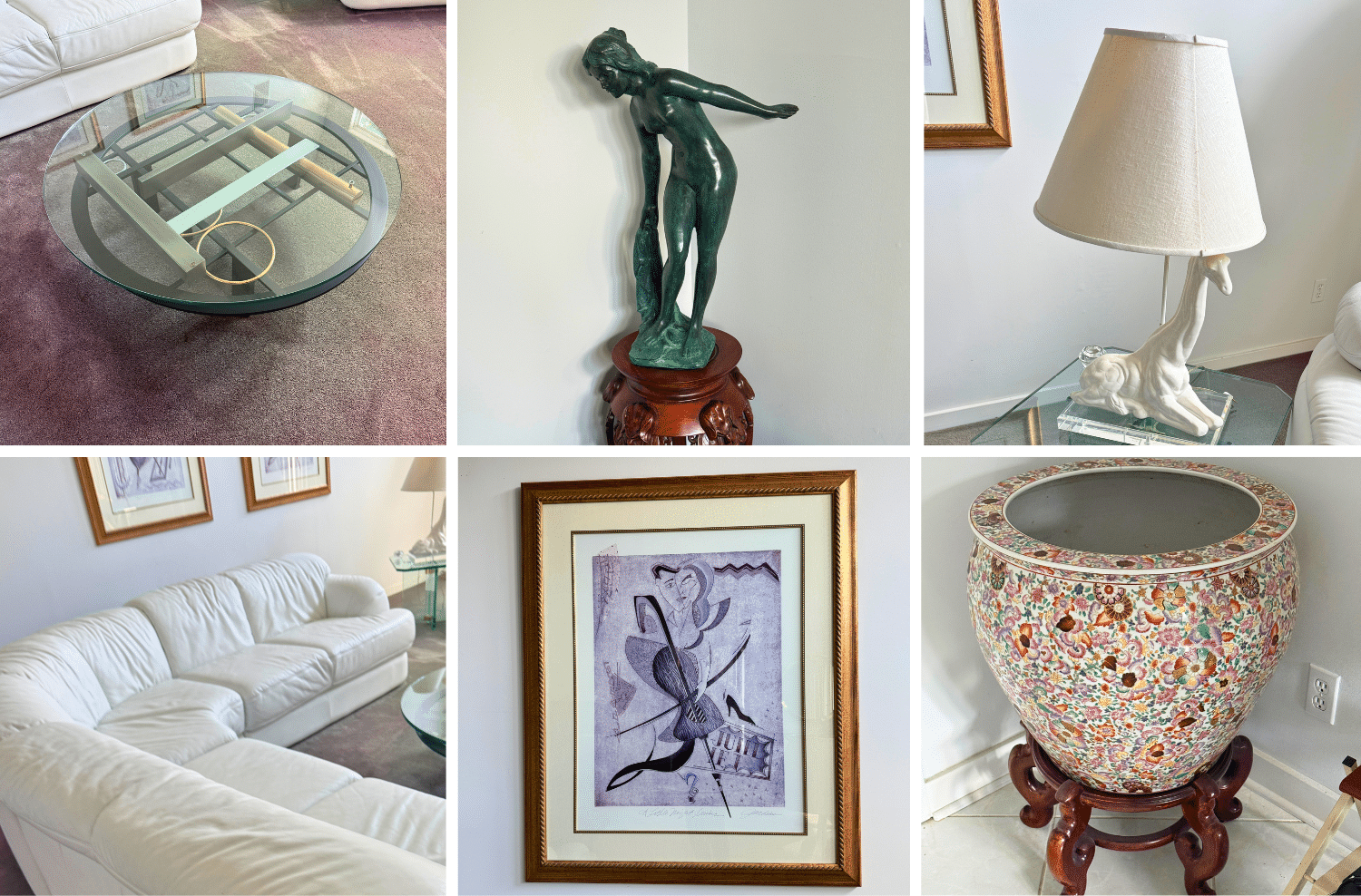 This $1.3M, 3,906 sq. ft. Hallbrook home features contemporary and vintage furnishings, original and decorative artwork, glass and metal accent furniture, colorful dinnerware, crystal, barware, vinyl records, home décor and a wide variety of household contents.