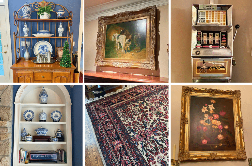 With enough furniture to furnish multiple homes, this sale features room after room of quality pieces and a wide variety of categories for collectors, decorators, and everyday buyers alike. Highlights include high end rugs, slot machine from Club Cal Neva, golf cart, and stunning pieces of rich mahogany furniture and vintage chinoiserie.