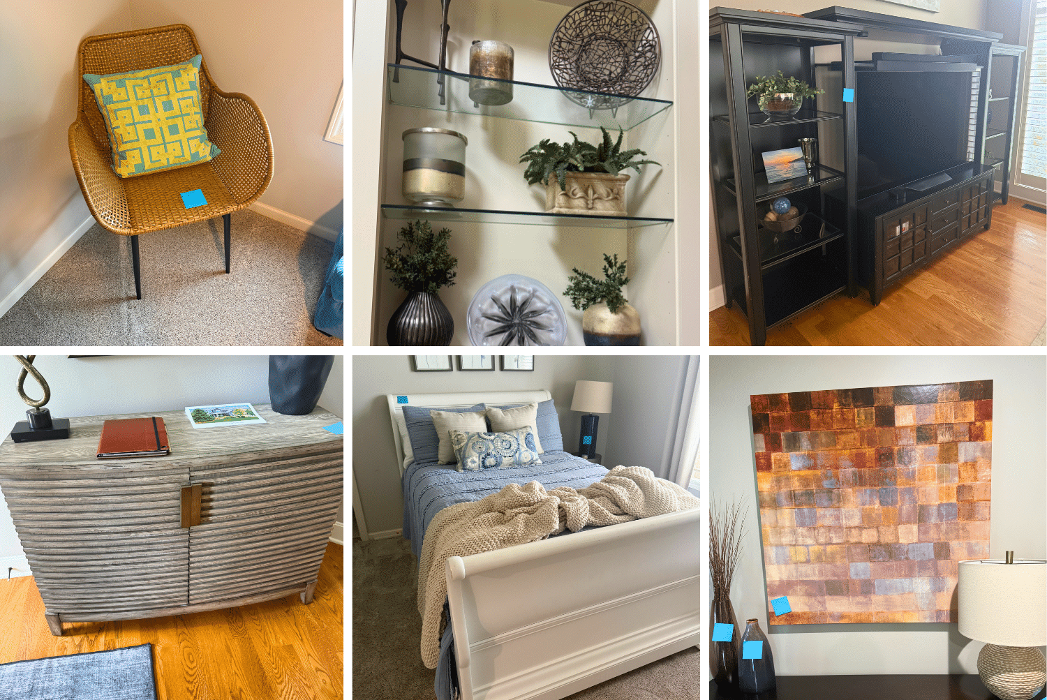 Highlights include a Crate & Barrel office suite, modern ribbed credenza, Crate & Barrel metal coffee table, copper top kitchen table and chairs, barstools, mirrors, upholstered chairs and sofa, entertainment center, glassware, artwork, gaming chair, upholstered benches, Madame Alexander dolls, kitty litter robots, women's fashion, and power tools.