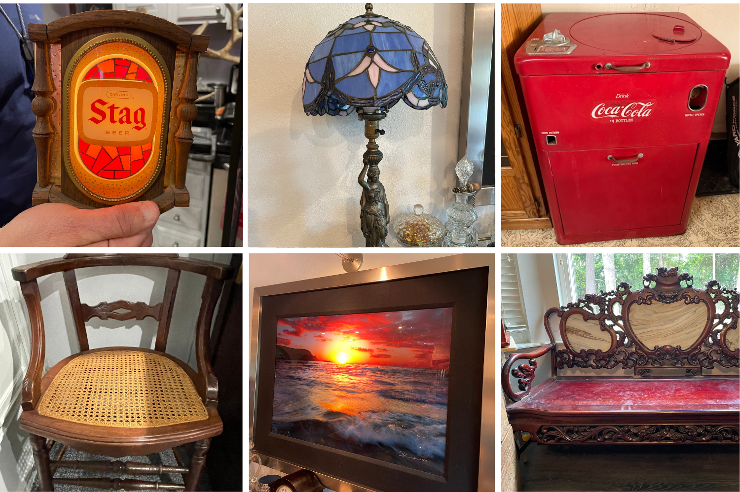 Highlights include Qing Dynasty style armchairs & sofa, vintage Adams-style hand painted furniture, original artwork, Tiffany style lamps, vintage & antique furniture, a Rock-Ola juke box, vintage & antique toys, sports memorabilia, coin collection, comic books, graded cards, photography equipment, vintage bar signs, posters, Coca-Cola memorabilia, hunting gear & vintage decoys, a vintage stove & more.
