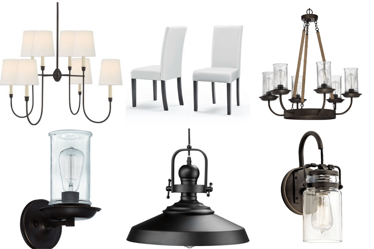 The inventory includes pendant lights, vanity lights, and additional residential lighting fixtures in a variety of styles and finishes. Most items remain in their original factory packaging.